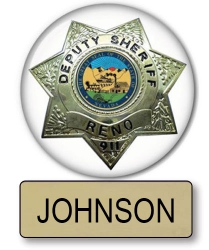 Johnson Reno 911 Name Badge & Deputy 3" Button Halloween Costume 